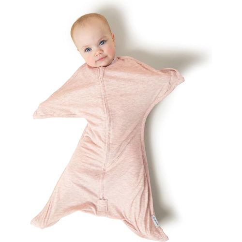 SleepingBaby Zipadee-Zip Transition Swaddle - Cozy Baby Swaddling Blanket with Zipper Convenience - Roomy Wearable Blanket for Easy Diaper Changes - 3-6 Month - Ballet Pink Heather