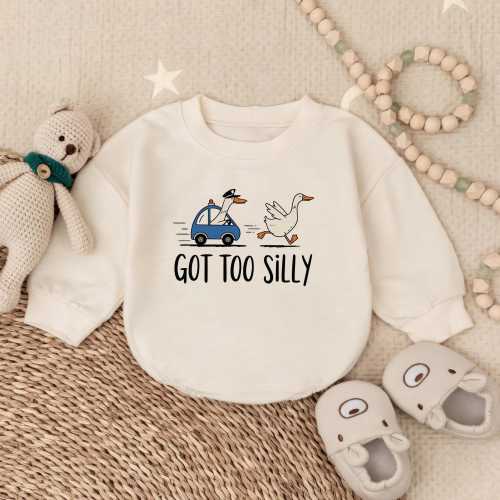 Got Too Silly Funny Goose Baby Romper, Cute Goose Baby Bodysuit, Funny Silly Goose, Girl Baby Clothes, Baby Shower Gift