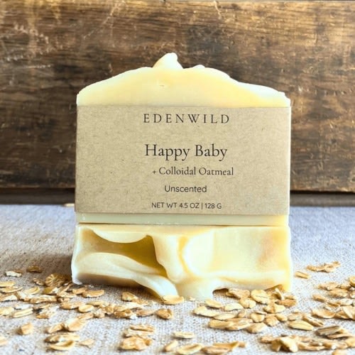 Organic Unscented Soap Bar | Colloidal Oatmeal + Shea Butter | Gentle for Sensitive Skin | All-Natural | Baby Shower Gift