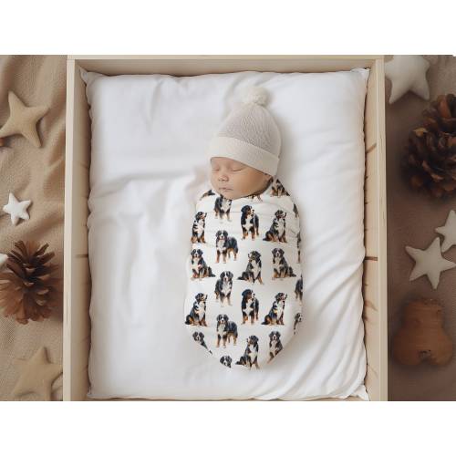 Bernese Mountain Dog Baby Swaddle Blanket, Baby Gift, Dog Nursery, Puppy Nursery, Dog Mom, Bernese Mountain Dog Blanket, Gender Neutral Baby