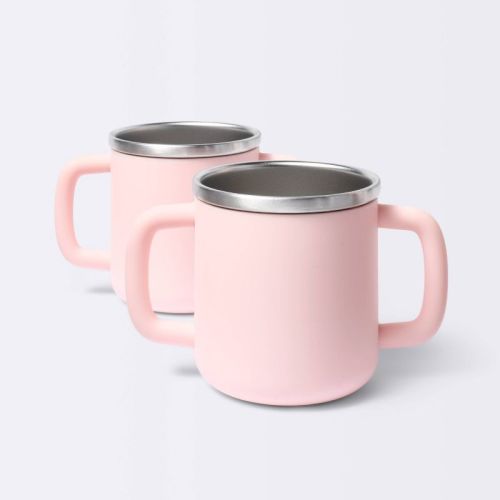 8 fl oz Stainless Steel Open Cups - Pink - 2pk - Cloud Island™