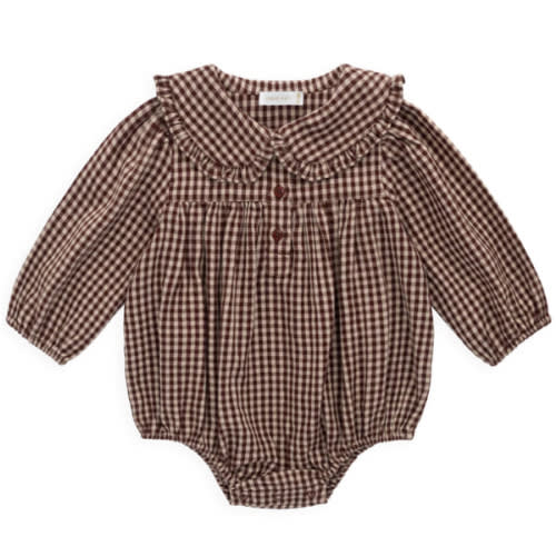 Organic Cotton Elowen Playsuit - Cinnamon Gingham