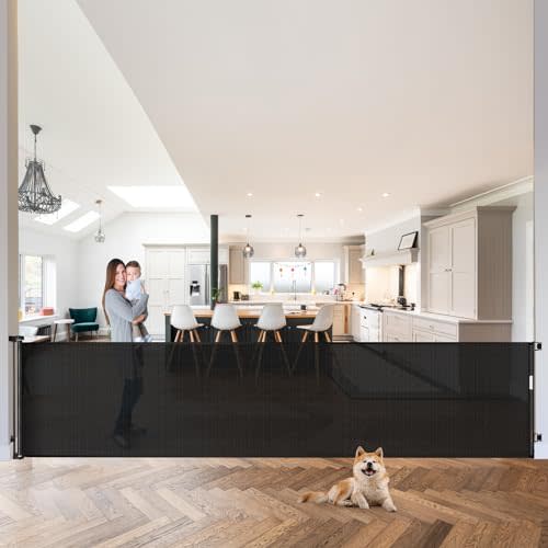 Mom's Choice Awards Winner - 120 Inch Extra Wide Baby Gate for Large Opening Retractable Baby Gates for Doorway Extra Long Dog Gate for the House Outdoor Large Pet Gates for Dog Indoor Mesh Child Gate