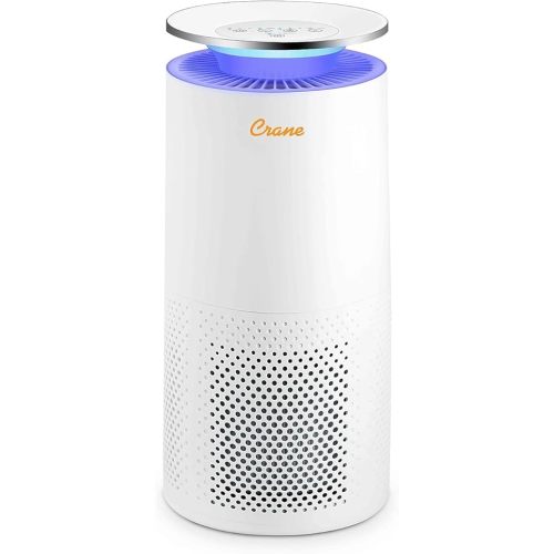 Crane Air Purifier with True HEPA Filter, UV Light, 500 Sq Feet Coverage, Timer Function, Sleep Mode, Built in Air Quality Monitor, EE-5069