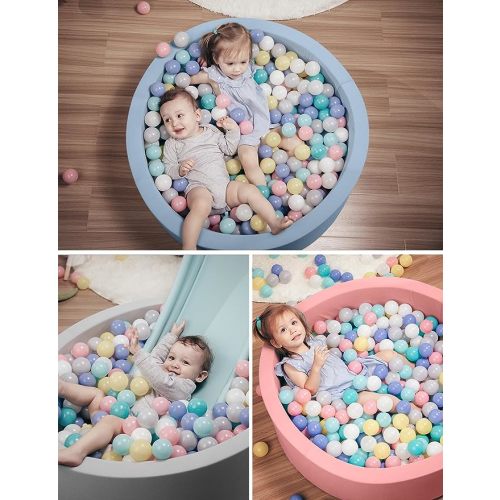 HOFISH Foam Ball Pit for Children Toddlers,Baby Playpen Ball Pool Soft Round Designed Easy to Clean or Install,Ideal Gift for Babies Infants Indoor and Outdoor Game- (Balls NOT Included) Light Grey