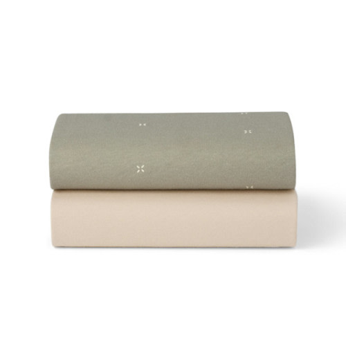 Snüz Bassinet 2 Pack Fitted Sheets - Sage Cross