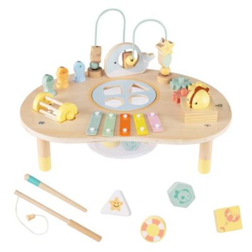 Costway 7-in-1 Toddler Activity Table with Bead Maze, Fishing Game, Xylophone, Music Box