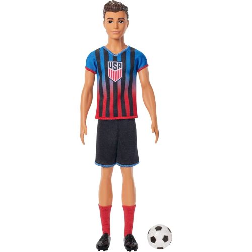Barbie Careers USSF Soccer Fashion Ken Doll Dressed in Removable Sport-Themed Outfit & Shoes with Accessories