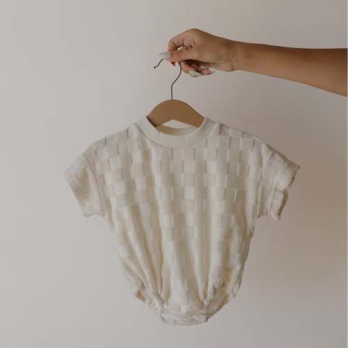 Terry T-Shirt Romper | Coconut Milk