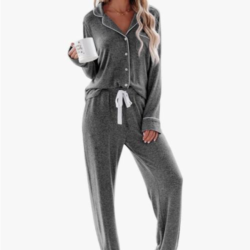 Aamikast Women's Pajama Sets Long Sleeve Button Down Sleepwear Nightwear Soft Pjs Lounge Sets
