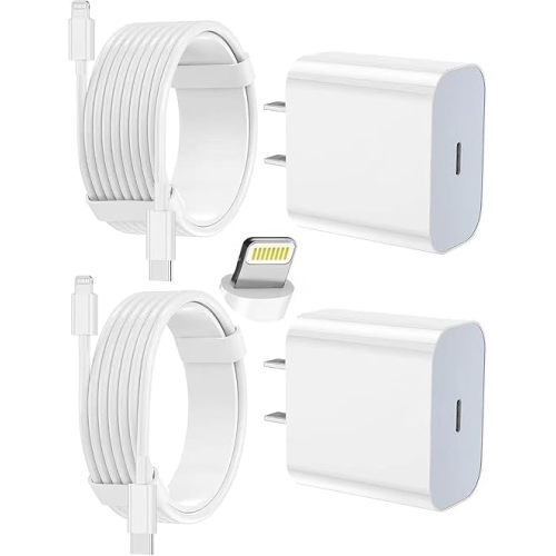 FEEL2NICE iPhone Charger Fast Charging 2 Pack Type C Wall Charger Block with 2 Pack [6FT&10FT] Long USB C to Lightning Cable for iPhone 14/13/12/12 Pro Max/11/Xs Max/XR/X,AirPods Pro