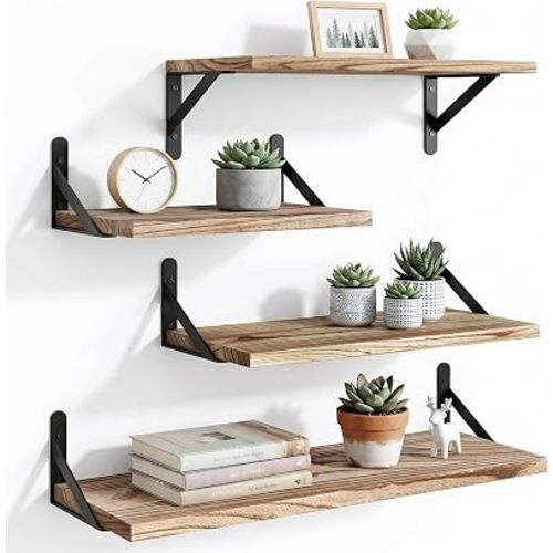 YGEOMER 4 Different Sizes Floating Shelves for Wall Decor, Light Carbonized