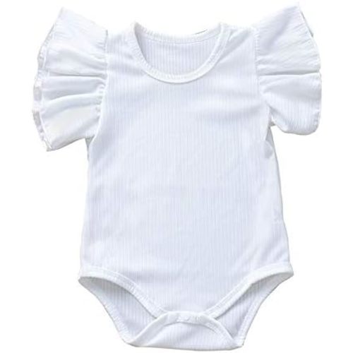 Newborn Infant Baby Girl Solid Ruffle Romper Bodysuit Jumpsuit Casual Clothes One Piece Outfit
