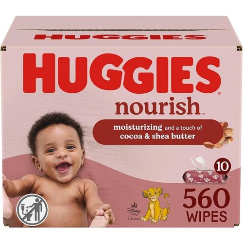 Huggies Nourish Scented Baby Wipes, 10 Push Button Packs (560 Wipes Total)