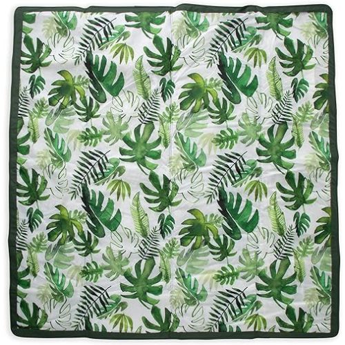 Little Unicorn 5'x5' Outdoor Family Picnic & Beach Blanket | Durable & Water-Resistant Fabric | Compact Fold & Easily Wipes Clean | Zipper Pocket (Tropical Leaf)