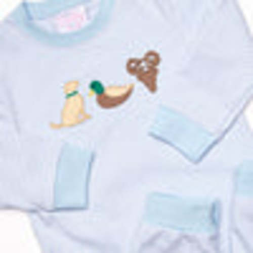 Hudson Hunter Applique Romper, Light Blue Stripe – Stitchy Fish
