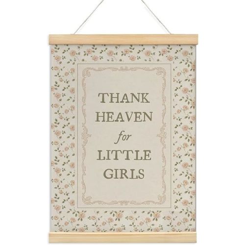 NaZaUK Baby Girl Nursery Decor, Thank Heaven for Little Girls Art, 12x16