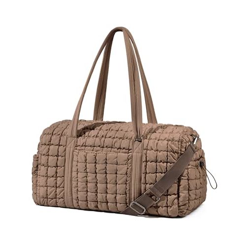 Quilted Travel Duffle Bag for Women Medium Weekender Bag Puffer Overnight Bag Large Soft Puffy Duffel Bag Carry-On Gym Bag Lightweight Personal Item Travel Bag for Trips Business Sport Airplane