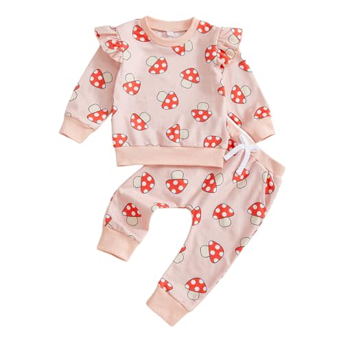 JLKGICF Toddler Baby Girl Fall Winter Outfit Butterfly/Strawberry Sweatshirt Pants Set Cute Clothes 3 6 9 12 18 Months 2T 3T