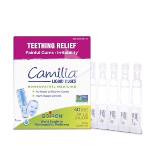 Boiron Camilia Teething Drops for Daytime and Nighttime Relief of Painful or Swollen Gums and Irritability in Babies - 30 Count