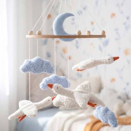 Sleepy Time Felt Mobiles - Flying Geese & Blue Clouds