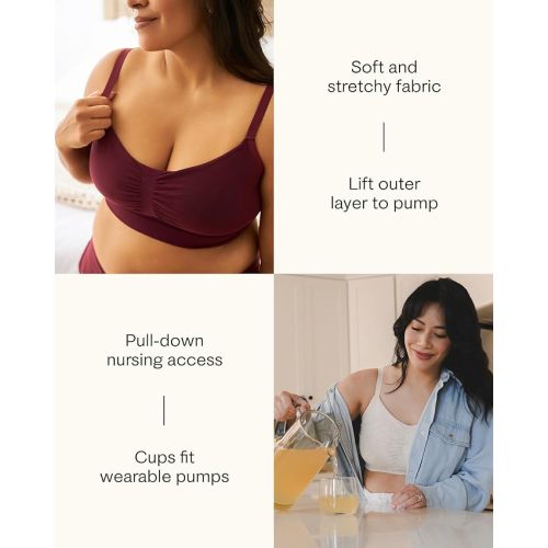Kindred Bravely Sublime Sleep Pumping Bra Hands Free, Adjustable Pumping & Nursing Bra with EasyClip for All Breast Pumps