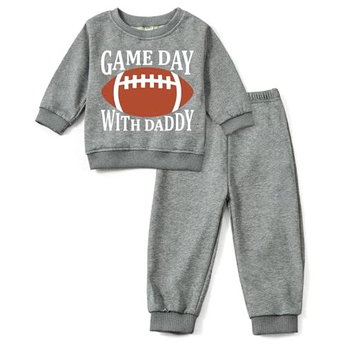 Toddler Baby Game Days Long Sleeve Sweatshirt Top Jogger Pants Set Cute Fall Winter Clothes Set