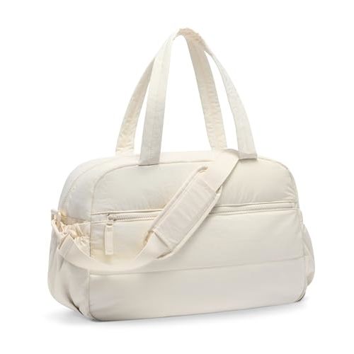Gym Bag for Women, Travel Duffle Bags with Wet Pocket, Lightweight Carry on Bag Overnight Weekender Duffel Bag, Water Resistant (Beige)