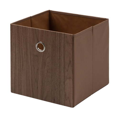 Mainstays Collapsible Fabric Cube Storage Bin, Natural Wood Finish, 10.5 in x 10.5 in x 10.75 in