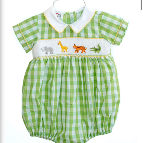 Smocked Zoo Bubble for Boys I Ruth and Ralph