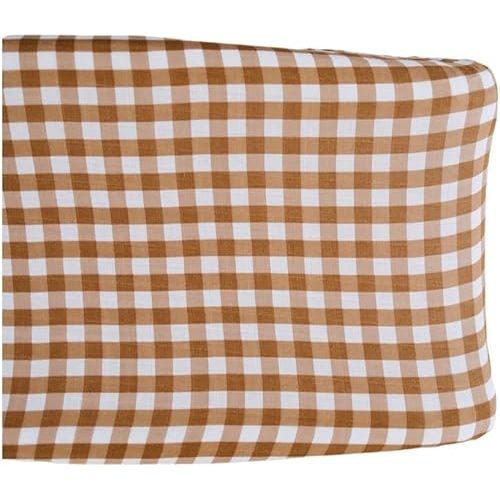 Mebie Baby Changing Pad Cover, Gingham, 100% Muslin Cotton Changing Table Pad Cover for Baby Boy and Girl, Designer Nursery Decor Covers, Diaper Changing Pad Cover for Changing Station