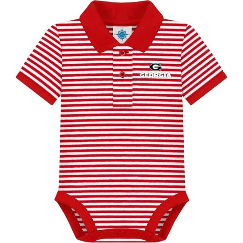 Creative Knitwear College Baby Striped Polo Bodysuit - Team Logo, Multiple Colors, for Boys & Girls (0-12 Months)