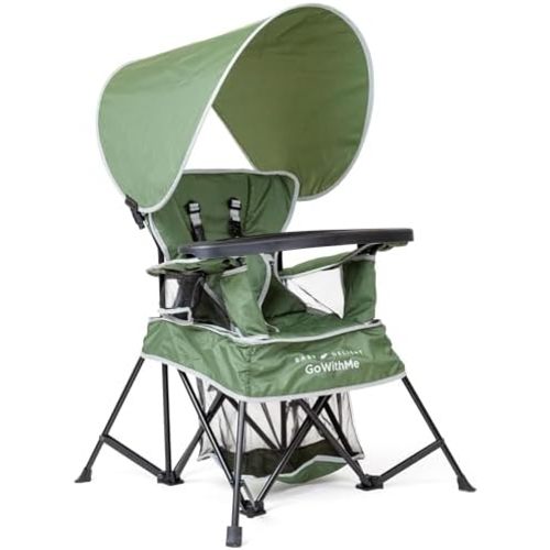 Baby Delight Go with Me Venture Portable Chair | Indoor and Outdoor | Sun Canopy | 3 Child Growth Stages | Moss Bud Green
