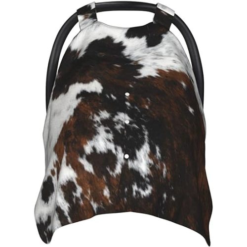 Cowhide, Cow Skin Print Pattern Baby Car Seat Canopy Cover Multi Use Nursing Cover for Newborn Car Seat Canopy Mom Nursing Breastfeeding Covers Newborn Shower Gift