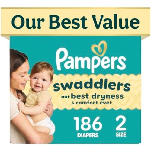 Swaddlers Diapers, Size 2 (10-22 lbs), 186 Count, Fragrance Free, Hypoallergenic, Absorbent, Pediatrician Recommended, Skin Safe