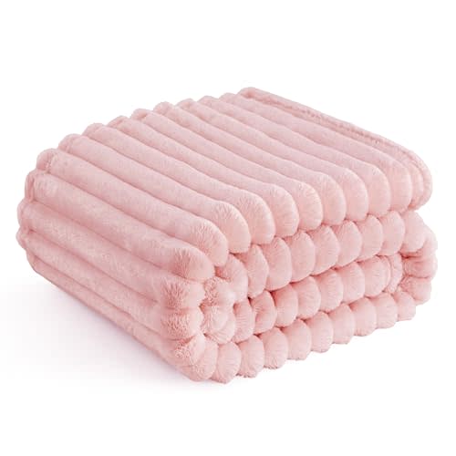 Bedsure GentleSoft Coral Pink Fleece Throw Blanket for Couch - Super Soft Cozy Blankets for Women, Cute Small Blanket for Girls, 50x60 Inches