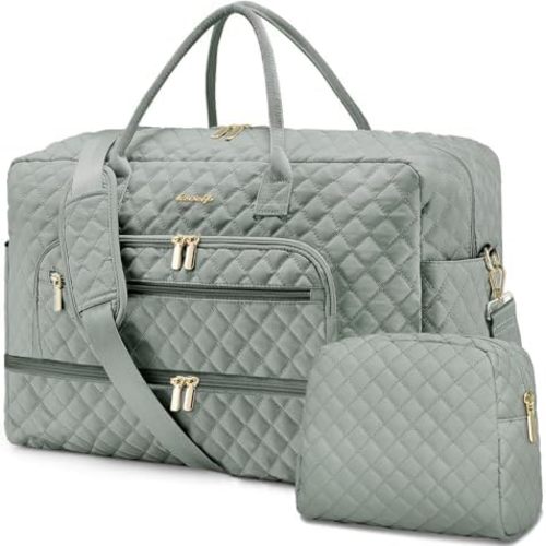 Large Women Travel Duffle Bag - Carry on Overnight Bag Weekend Travel Duffel Tote Bag Yoga Gym Bag with Wet Pocket Toiletry Weekender Overnight Bag for Travel Business Trips Sport Hospital