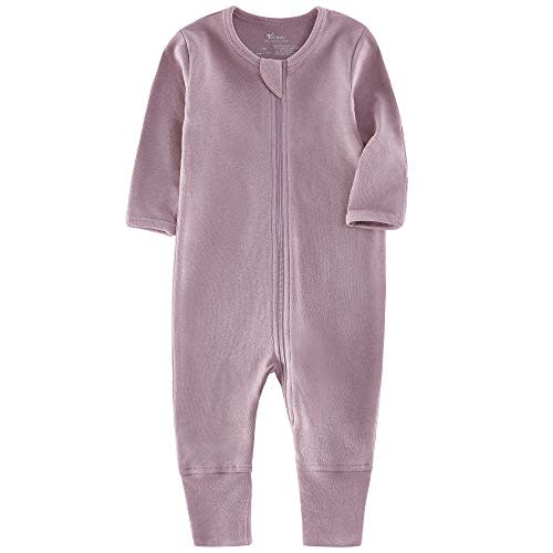 O2 BABY Organic Cotton Baby Footless Pajamas, Zip Front Baby Boys Girls Romper, Long Sleeve Sleep and Play