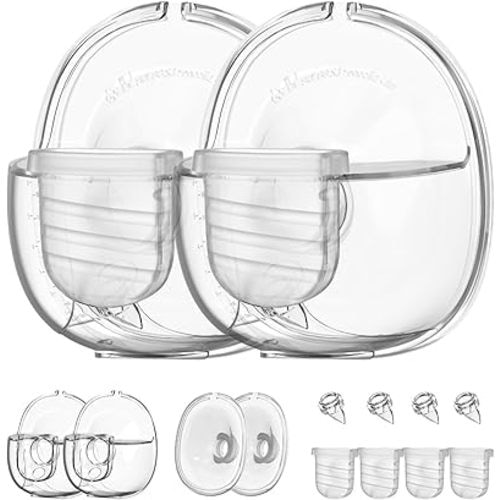 Wearable Breast Pump Parts Include Duckbill Valve, Silicone Diaphragm, 24mm Flange, Milk Collector Cup Compatible with Lansinoh Discreet Duo, Mammanuwa, Nuliie S32 Breast Pump, 2 Sets