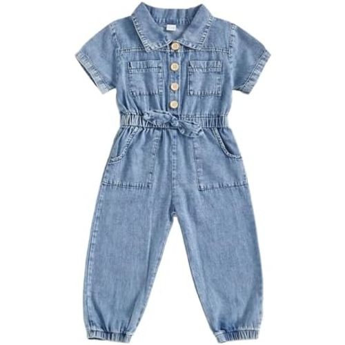 Ledy Champswiin Summer Toddler Girl Jumpsuit Shorts Little Girl Overalls Clothes Baby Jean Romper Jumpsuit One Piece Outfit