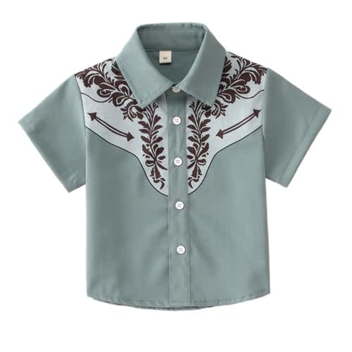 CM C&M WODRO Toddler Baby Boy Western Button Down Shirt Kid Vintage Cowboy Rodeo T-Shirt Country Short Sleeve Summer Clothes