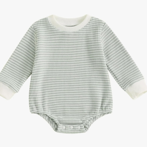 VISGOGO Unisex Baby Boy Girl Romper Waffle Newborn Infant Onesie Clothes Long Sleeve Bubble Oversized Romper Bodysuit Top