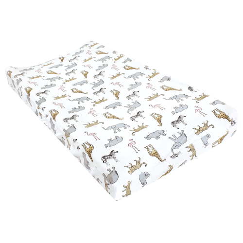 Hudson Baby Infant Girl Changing Pad Cover, Modern Pink Safari, One Size