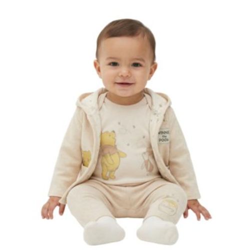 Baby Boys' Winnie the Pooh Hooded Jacket, Bodysuit and Pants, 3-Piece Set