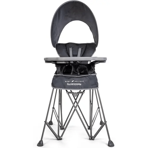 Baby Delight Go with Me Uplift Deluxe Portable High Chair | Sun Canopy | Indoor and Outdoor | Grey
