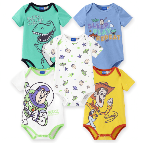 Disney Toy Story Baby Bodysuits 5 Pack Buzz Woody Rex Graphic Outfit Gift Set Newborn Infant