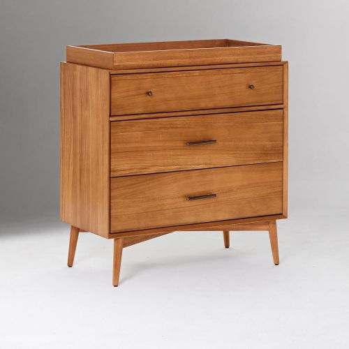Mid-Century 3-Drawer Narrow Dresser with Removable Topper (36")