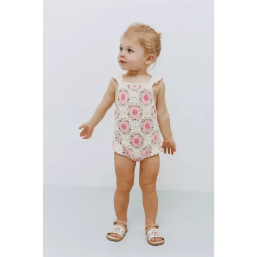 CROCHETED FLOWER ROMPER - Ecru | ZARA United States