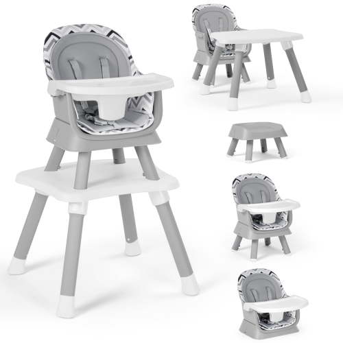 Free Shipping! AILEEKISS 8 in 1 Baby High Chair, Toddler Booster Seat with Adjustable Feeding Tray, Chevron