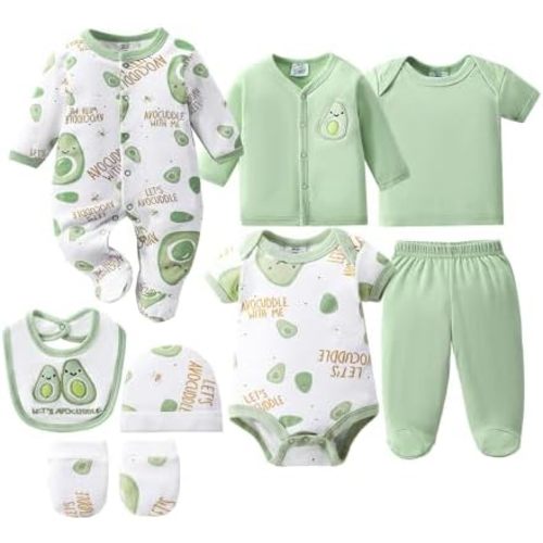 8-Pack Unisex Baby Bodysuits, 100% Cotton Soft Baby Clothes, Newborn Boy Clothes, Infant Bodysuits for 0-9 Months